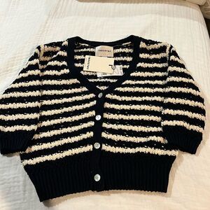 Industry Striped Cream and Black Small sweater. NWT. WT215
